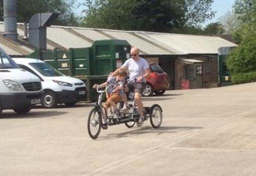 James first Ride with Dad at the automotive works in Oxfordshire on 2 June 2021
