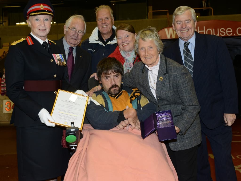 Left to right: Major Sylvia Parkin, Eric Johnson, Michael Davies, Paula Davies, Keith Berry, Darren Langston, Baroness Rachael Heyhoe-Flint POWER PLEAS Thanks Wolves Fans